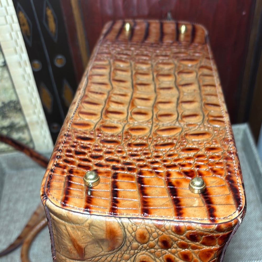Brahmin Leather Satchel Pecan Melbourne Croc wStrap 11.75”Lx7.5”Hx4.5”W - Picture 7 of 17